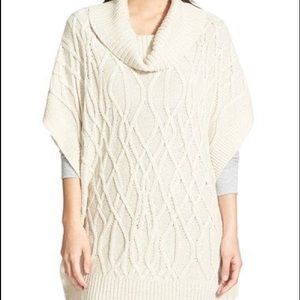 Caslon Cowl Neck Cable Knit Sweater Cape